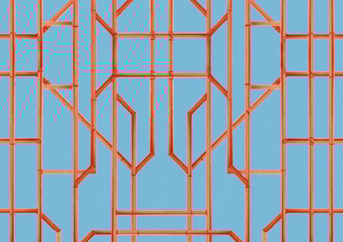 Bamboo Candy, Red Blue - Motorised Roman Blind - Image 7